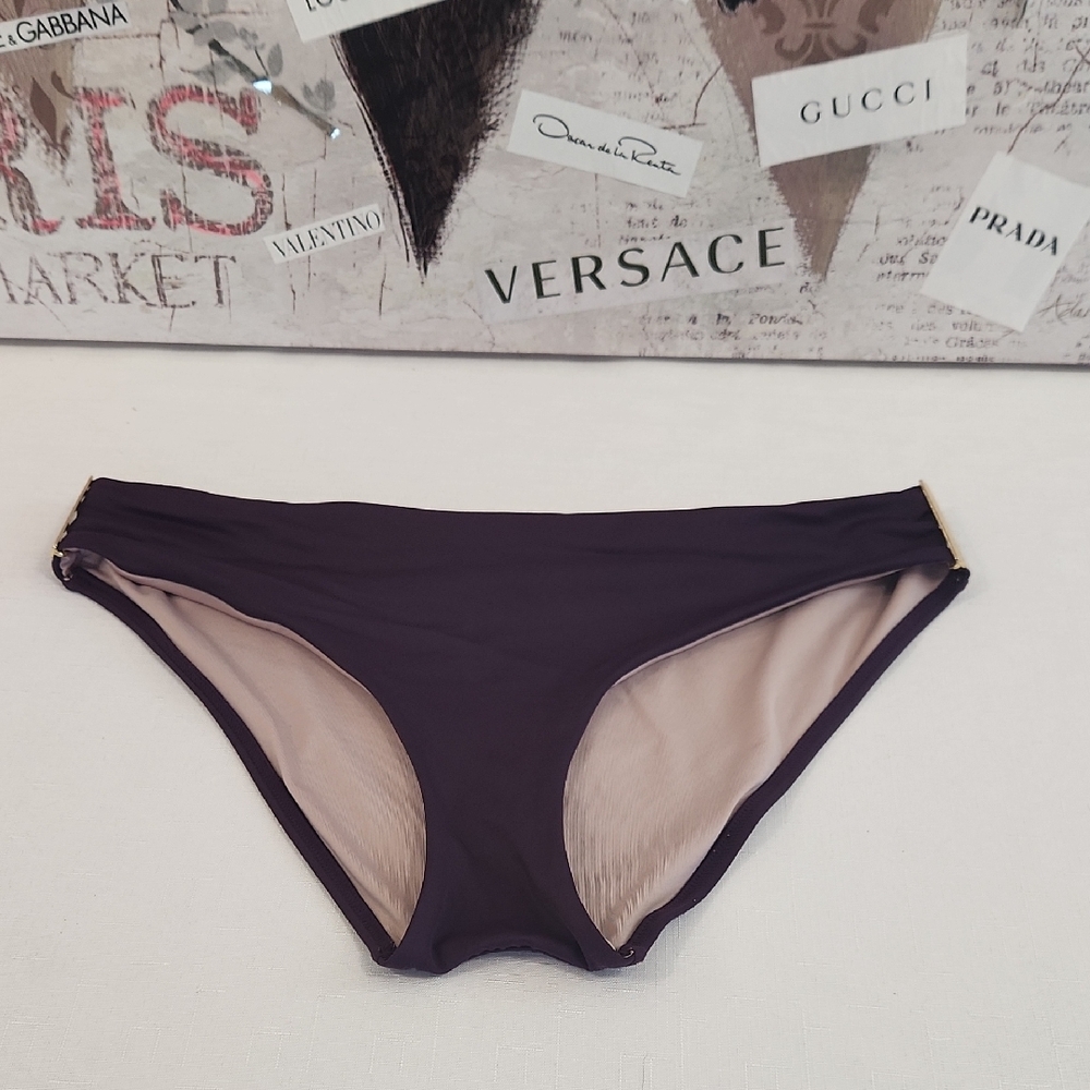 Victorias Secret Dark Purple Bikini Logo Swim Bottoms. Size M